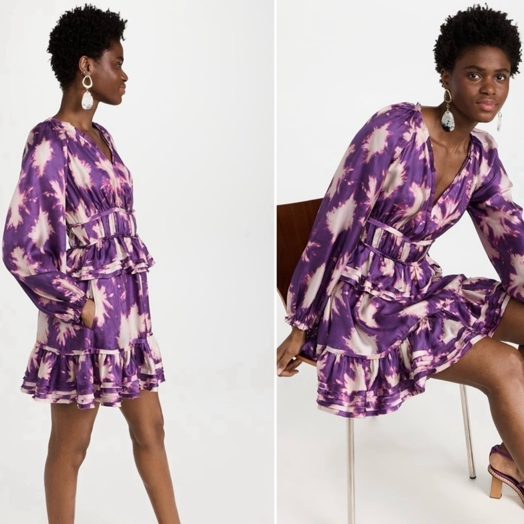 Ulla Johnson Emery Silk Tiered Ruffle Dress Sz 6